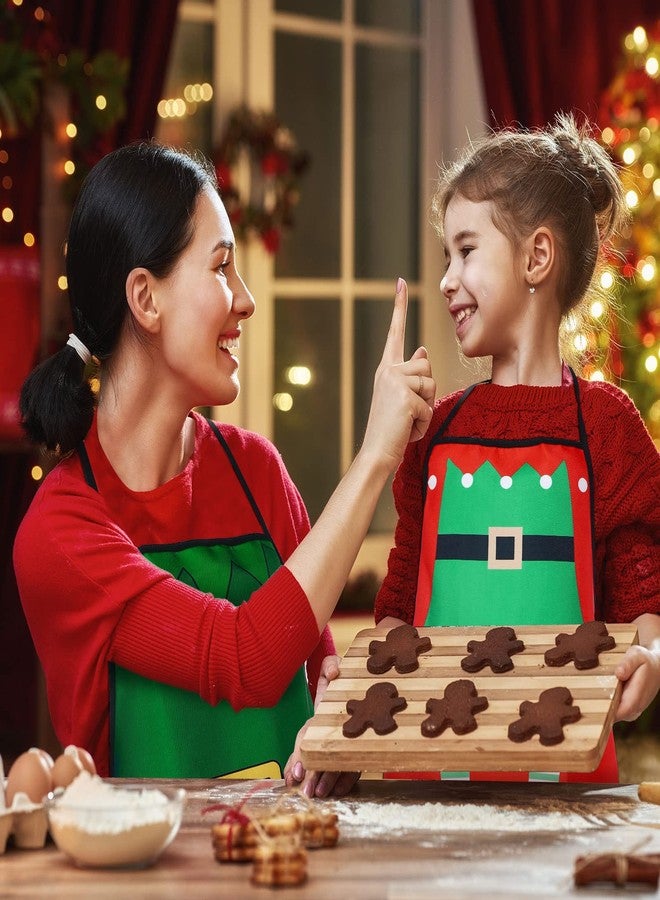 Vabean 4 Pcs Christmas Elf Gingerbread Man Apron Adjustable Funny Kitchen Cooking Funny Chef Women Xmas Party(Elf) - Image 3