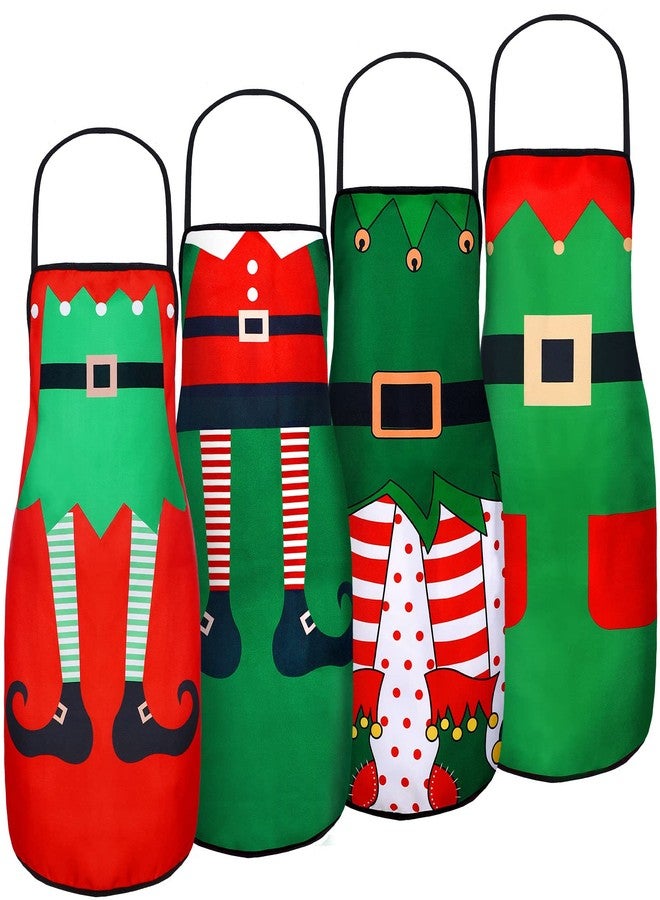 Vabean 4 Pcs Christmas Elf Gingerbread Man Apron Adjustable Funny Kitchen Cooking Funny Chef Women Xmas Party(Elf) - Image 1