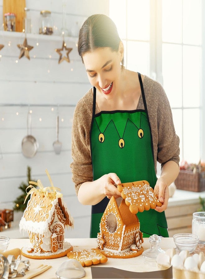 Vabean 4 Pcs Christmas Elf Gingerbread Man Apron Adjustable Funny Kitchen Cooking Funny Chef Women Xmas Party(Elf) - Image 5