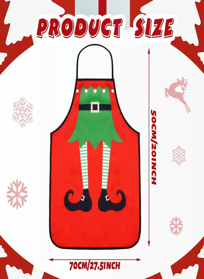 Vabean 4 Pcs Christmas Elf Gingerbread Man Apron Adjustable Funny Kitchen Cooking Funny Chef Women Xmas Party(Elf) - Image 2