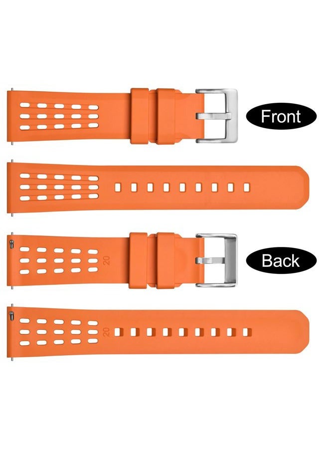 WOCCI 20mm Rally Watch Band, FKM Rubber Strap, Quick Release, Silver Brushed Buckle (Orange) - Image 3