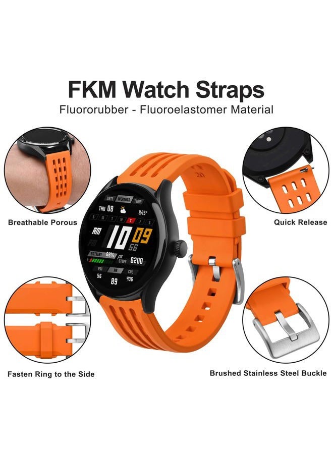 WOCCI 20mm Rally Watch Band, FKM Rubber Strap, Quick Release, Silver Brushed Buckle (Orange) - Image 4