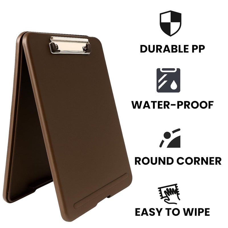 sps Exampad A4 Plastic Clipboard with Built-in Storage and Pen Holder - Ideal for School, Office, Travel - Perfect for Students and Professionals, School and Office - Brown - Image 5
