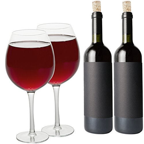 SCS Direct Oversized 33.5oz Wine Glasses (2 Pack)- Holds a Full Bottle of Wine - Made of Hand-Blown Glass NOT Plastic - XL Glassware Fun for Fall Charcuterie Boards, Thanksgiving, Weddings & Holiday Xmas Gifts - Image 5