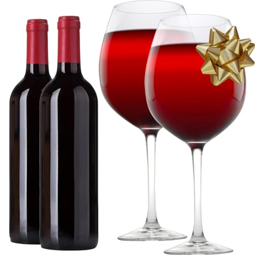 SCS Direct Oversized 33.5oz Wine Glasses (2 Pack)- Holds a Full Bottle of Wine - Made of Hand-Blown Glass NOT Plastic - XL Glassware Fun for Fall Charcuterie Boards, Thanksgiving, Weddings & Holiday Xmas Gifts - Image 1