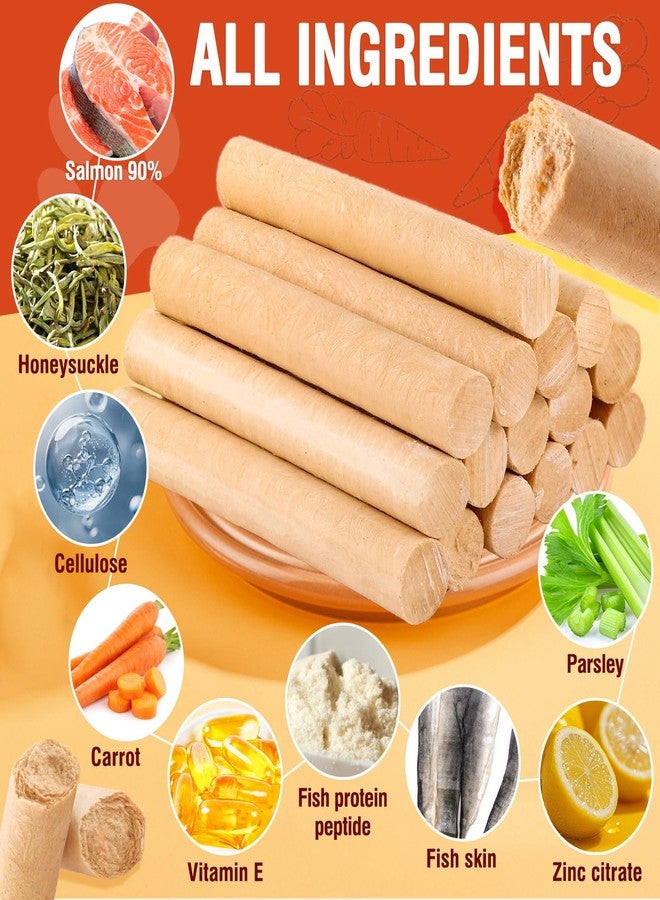 Fchowwn 150g Dehydrated Salmon Sticks for Dog,Natural Salmon and Carrots,Easy to Digest and High Protein,for Daily Dog Training and Dental Healthy - Image 4