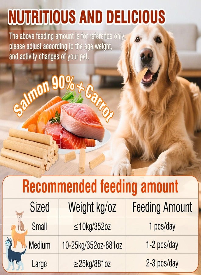 Fchowwn 150g Dehydrated Salmon Sticks for Dog,Natural Salmon and Carrots,Easy to Digest and High Protein,for Daily Dog Training and Dental Healthy - Image 2