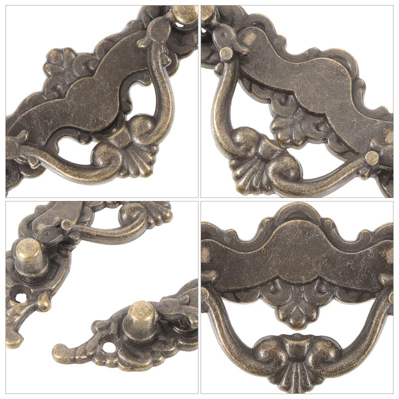 Vintage Aged Bronze Cabinet Handles 2 Pcs Drawer Pulls Antique Dresser Hardware - Image 4