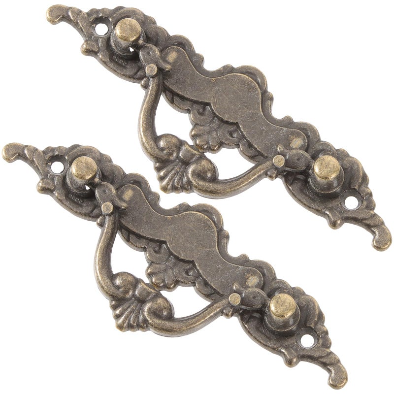 Vintage Aged Bronze Cabinet Handles 2 Pcs Drawer Pulls Antique Dresser Hardware - Image 2