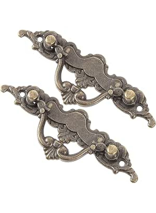 Vintage Aged Bronze Cabinet Handles 2 Pcs Drawer Pulls Antique Dresser Hardware - Image 1