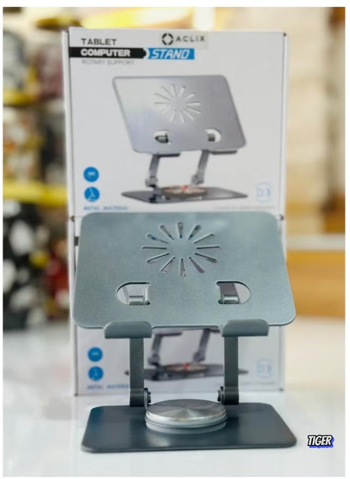 TIGER 360° Rotating Tablet Stand for Desk – Aluminum Alloy Foldable iPad and Phone Holder, Adjustable Angle, Portable Stand for Desk, Office, and Home Use  - Image 2