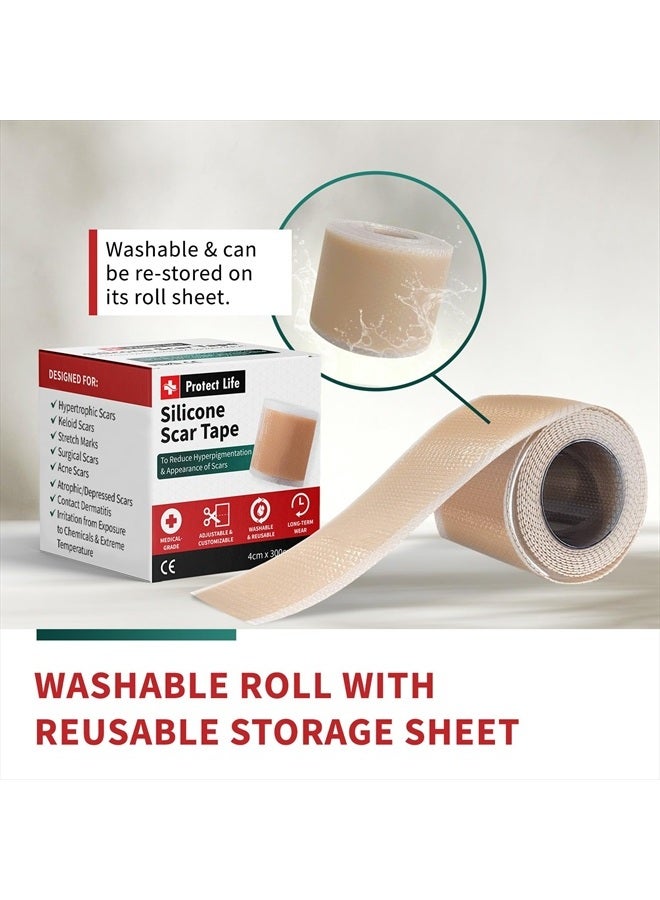 Protect Life Medical-Grade Silicone Scar Tape Roll (1.6" x 118") Silicone Scar Sheets Keloid Bump Removal - Reusable Silicone Tape Scar Removal Strips, Scar Tape for Surgical Scars, C Section Scar Silicone Strips  - Image 5