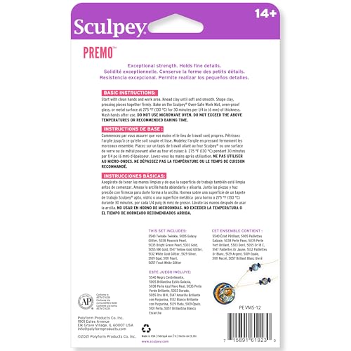 Sculpey Premo: Multipack - Metallics + Glitters - 12 Colors, 1oz Bars, Sampler Pack, Non-Toxic, Sculpt-Model Projects, Adult Arts-Crafts Supplies - Image 5