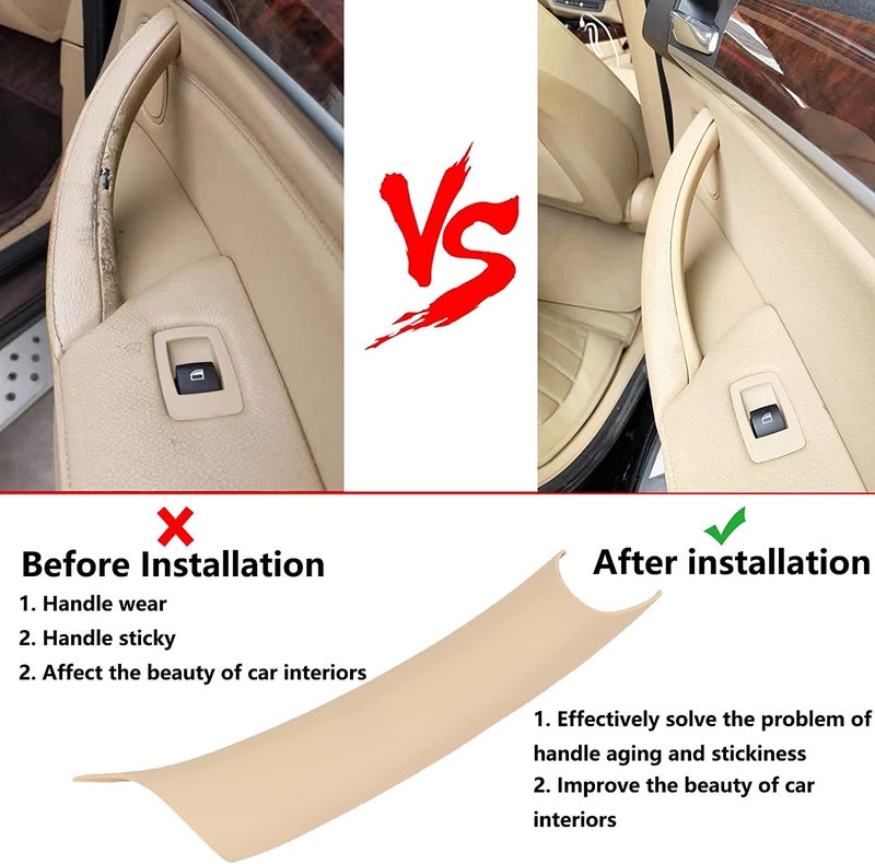 GEATaaT Door Pull Handle Covers Compatible with BMW X5 Series F15/F85 2014-2018, BMW X6 Series F16/F86 2015-2018(3PCS)(Beige) - Image 2