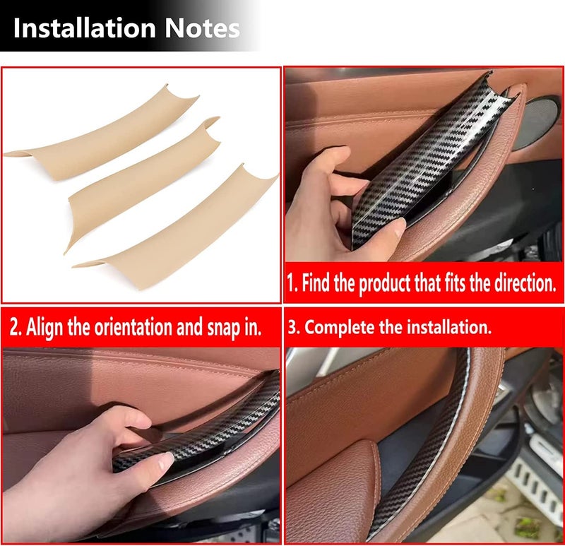 GEATaaT Door Pull Handle Covers Compatible with BMW X5 Series F15/F85 2014-2018, BMW X6 Series F16/F86 2015-2018(3PCS)(Beige) - Image 5