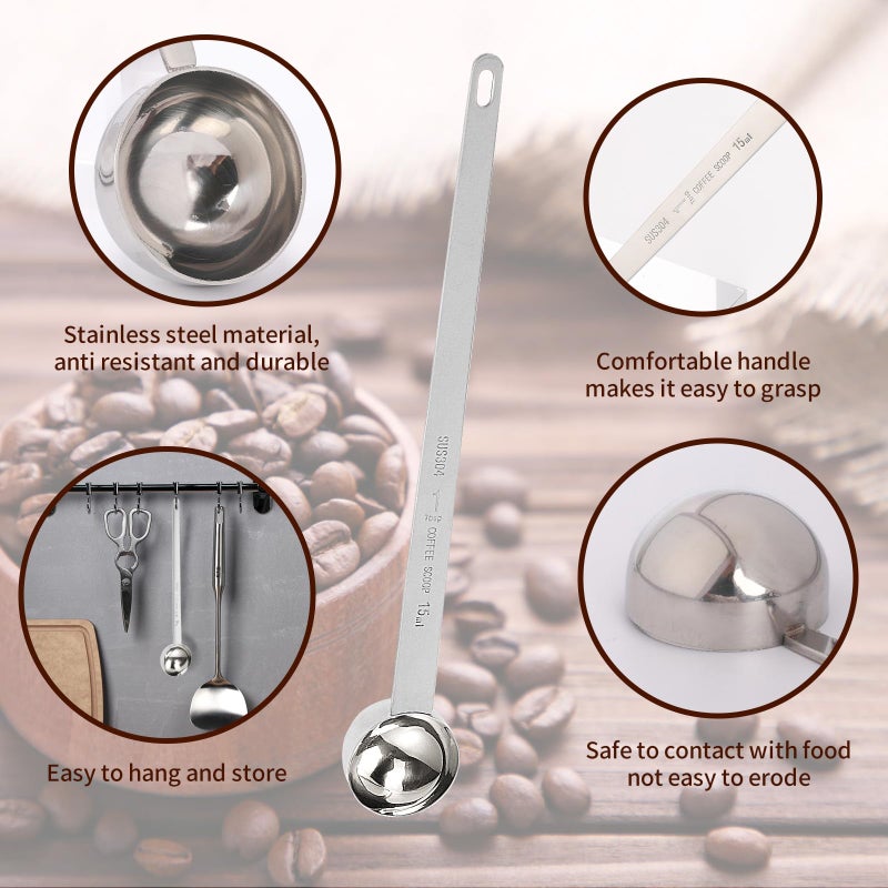 Hariendny 1 Tablespoon Coffee Scoop Stainless Steel Long Handle Measuring Spoon 1 tbsp Measuring spoon 15 ml Coffee Scoop 1 tablespoon Scoop for Ground Coffee - Image 3