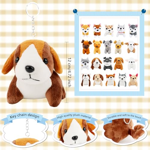 Haconba 20 Pack 472 Inch Mini Plush Dog Toys Cute Soft Small Stuffed Puppy Keychain Bulk for Baby Shower Birthday Valentines Mothers Day Easter 20 Styles - Image 5