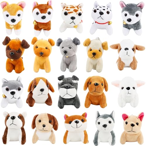 Haconba 20 Pack 472 Inch Mini Plush Dog Toys Cute Soft Small Stuffed Puppy Keychain Bulk for Baby Shower Birthday Valentines Mothers Day Easter 20 Styles - Image 1