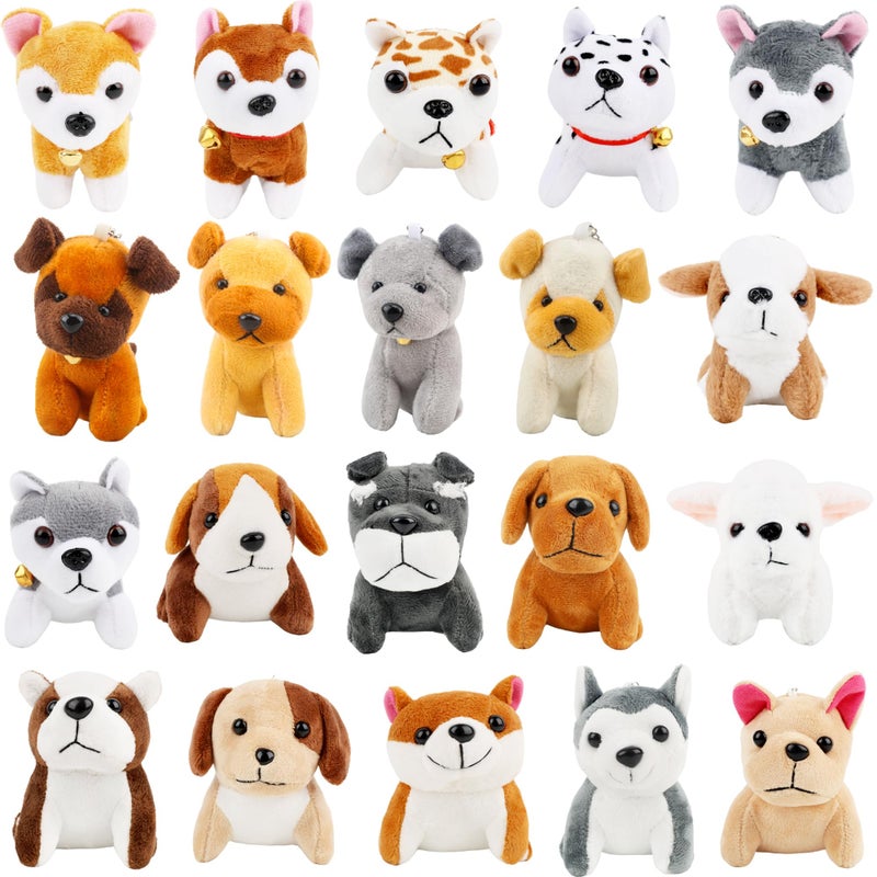 Haconba 20 Pack 472 Inch Mini Plush Dog Toys Cute Soft Small Stuffed Puppy Keychain Bulk for Baby Shower Birthday Valentines Mothers Day Easter 20 Styles - Image 3