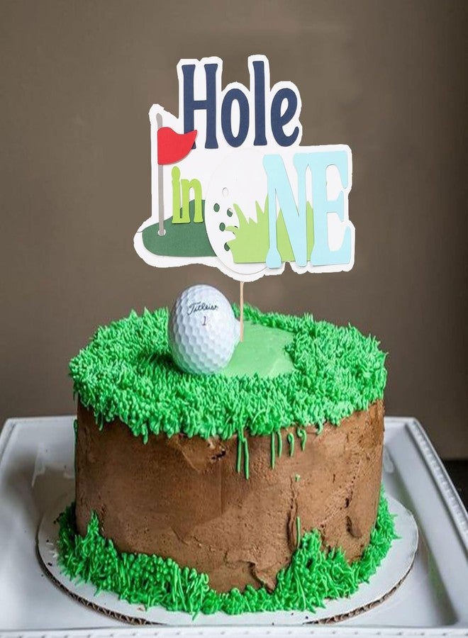ALNGFUIK Hole in One Cake Topper, Golf 1st Birthday Cake Decorations Golf First Birthday Cake Toppers with Cart Flag for Golf Theme Party Supplies - Image 2