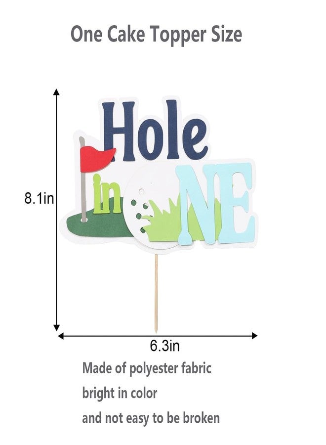 ALNGFUIK Hole in One Cake Topper, Golf 1st Birthday Cake Decorations Golf First Birthday Cake Toppers with Cart Flag for Golf Theme Party Supplies - Image 3