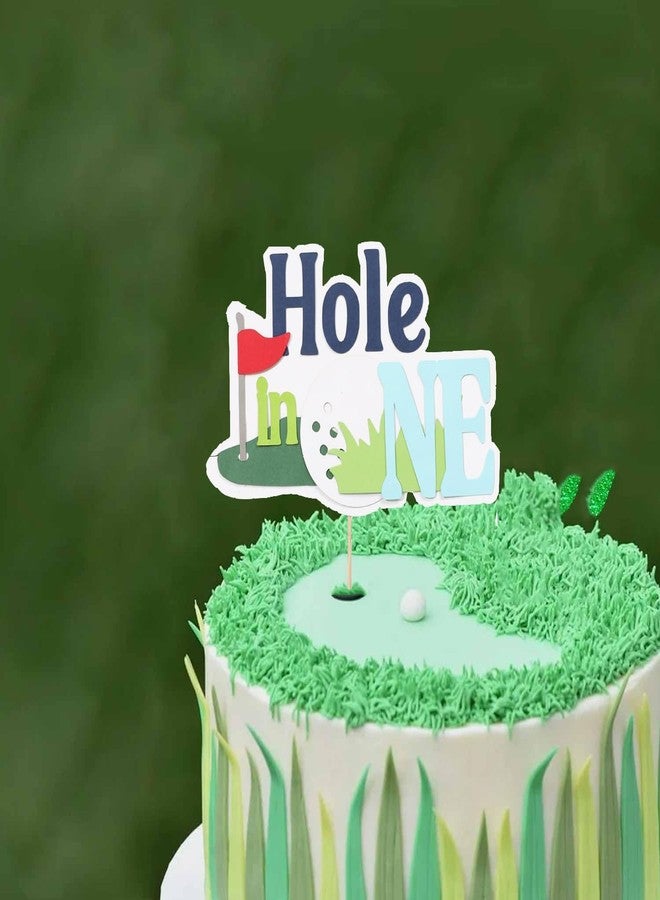 ALNGFUIK Hole in One Cake Topper, Golf 1st Birthday Cake Decorations Golf First Birthday Cake Toppers with Cart Flag for Golf Theme Party Supplies - Image 5