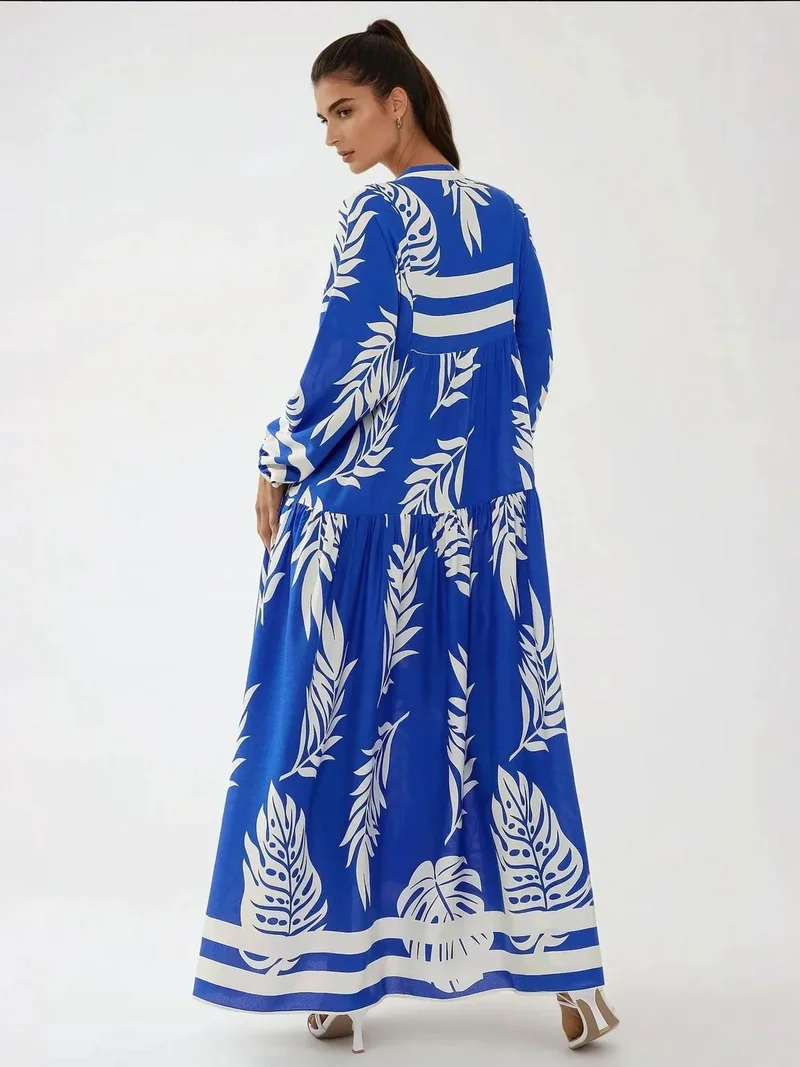 HICCUP Printed Long Sleeve Viscose Maxi Dress