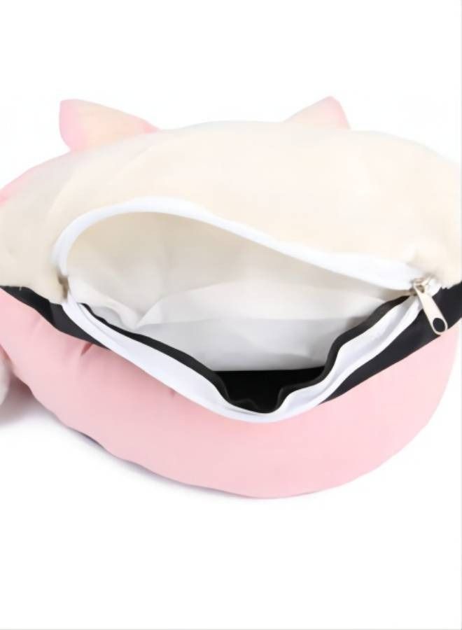 Round Pet Bed Pink/White - Image 2