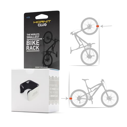 Hornit CLUG Bike Clip Storage Rack & Mount System - World’s Smallest Bike Rack for Indoor/Outdoor Bike Storage - Won't Damage Rims, Tires - MTB XL 2.3" - 2.7" / 58-69mm - White/Orange - Image 1