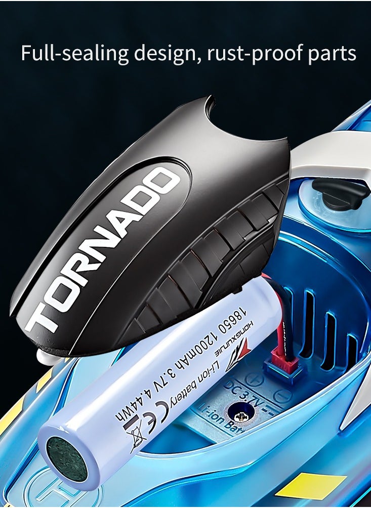 TORNADO Rc Speed Boat Toys High Speed With LED Light Rechargeable Waterproof Outdoor Water 2 Hours Endurance Speedboat Kids Toys Gifts:Multicolored  - Image 3