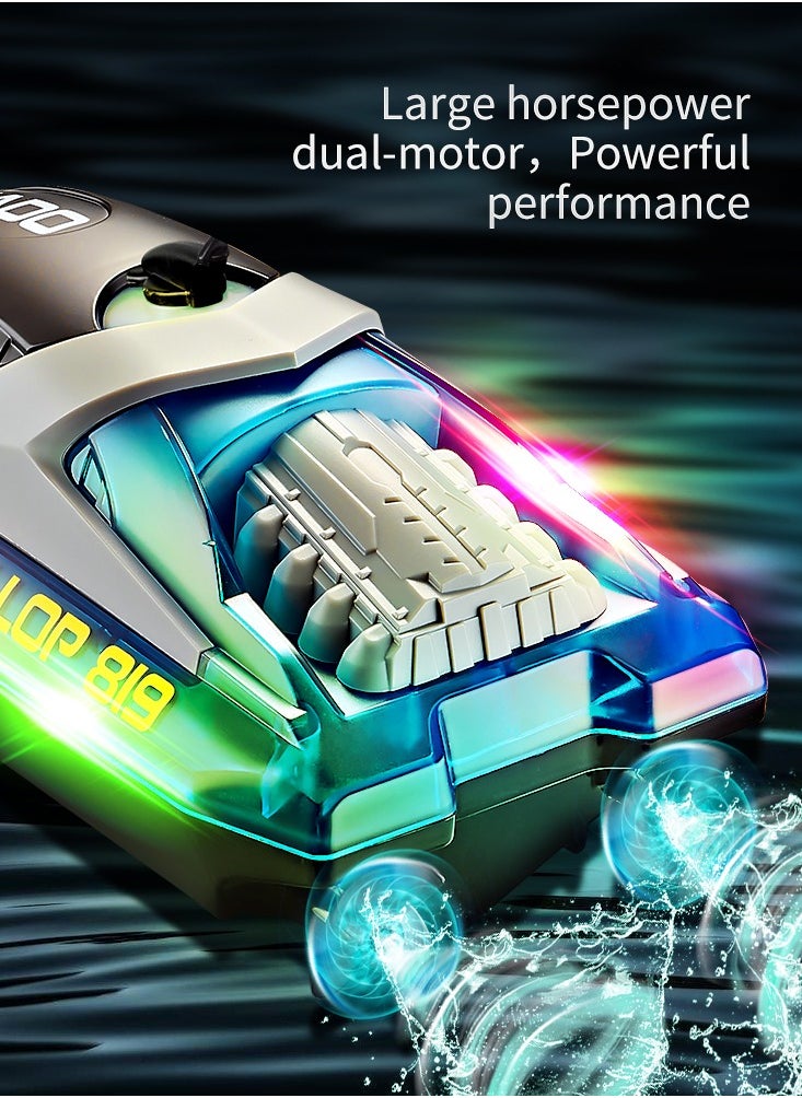 TORNADO Rc Speed Boat Toys High Speed With LED Light Rechargeable Waterproof Outdoor Water 2 Hours Endurance Speedboat Kids Toys Gifts:Multicolored  - Image 4