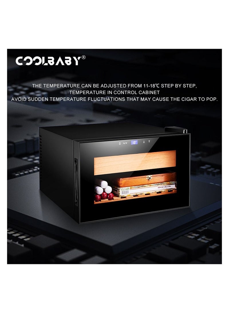 كول بيبي خزانة  منزلية صغيرة إلكترونية ذكية رف خشبي أرز سعة 150 تحكم ذكي في درجة الحرارة دورة تبريد هواء خالٍ من الصقيع - Image 5