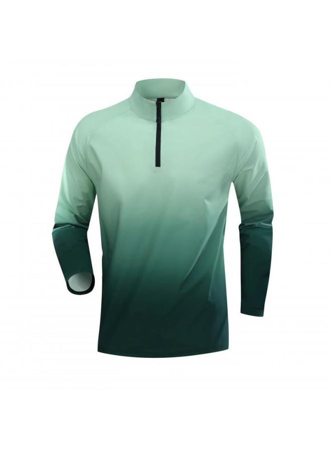 New Men's Fitness Clothing Long-sleeved Half-zip T-shirt Running Clothing Stand-up Collar Quick-drying Outdoor Mountaineering Sports Cycling Clothing Pants