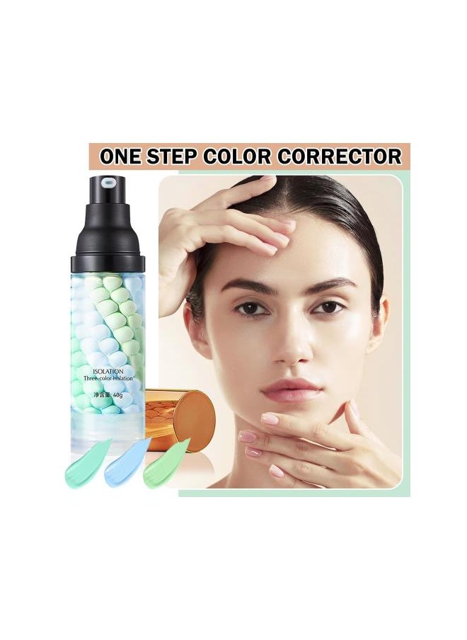 One Step Color Corrector,Color Correcting Facial Serum,Color Corrector Isolation Cream,Moisturizing Long Lasting Oil Control Invisible Pore Face Concealer Foundation Makeup Primer Base for Face