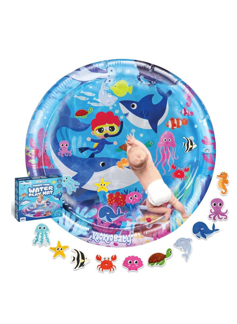 MUMS PLANET 100 CM Tummy Time Water Mat (100 * 100 CM),Baby Toys For Newborn, Extra Large Multi-Stage Activity Center Kids Toys & Sensory Toys, Baby Toys for new born , Inflatable Playmat Visual Stimulation Gift For Boys Girls, Kids Toys To 5 Years  - Image 1