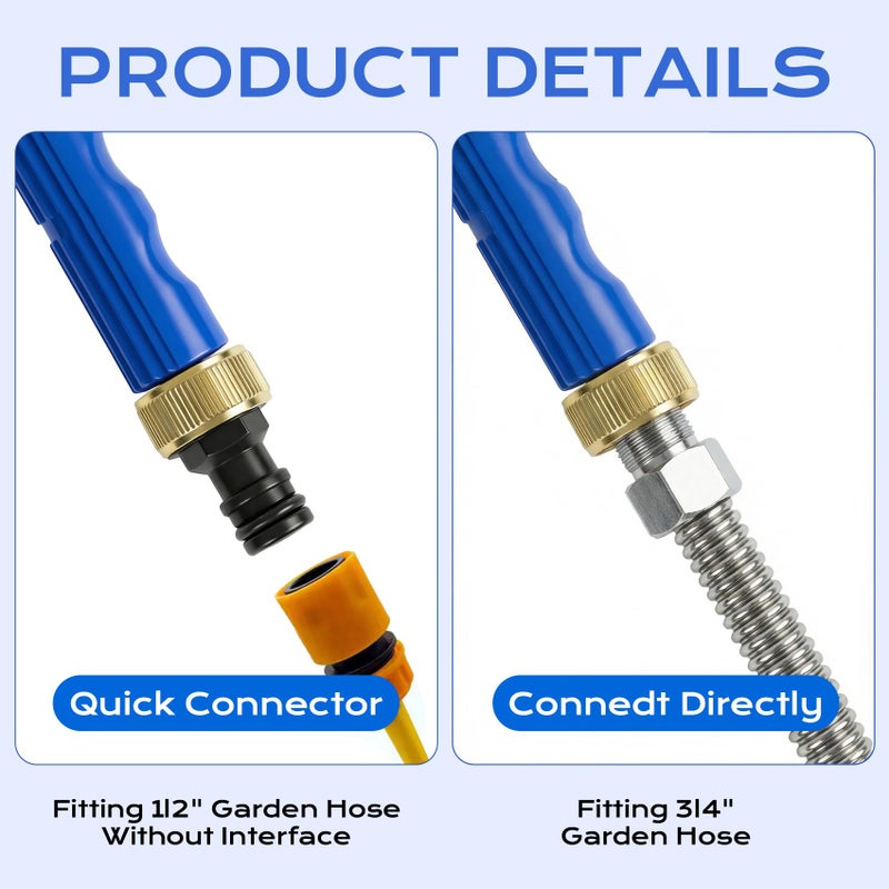 Yeesingsen Jetnozzle High pressure hose nozzle for garden hose,7-in-1 Hydro jet nozzle High Pressure Power Washer wand, nozzles watering sprayer cleaning tool, Pressure washer hose attachment - Image 4