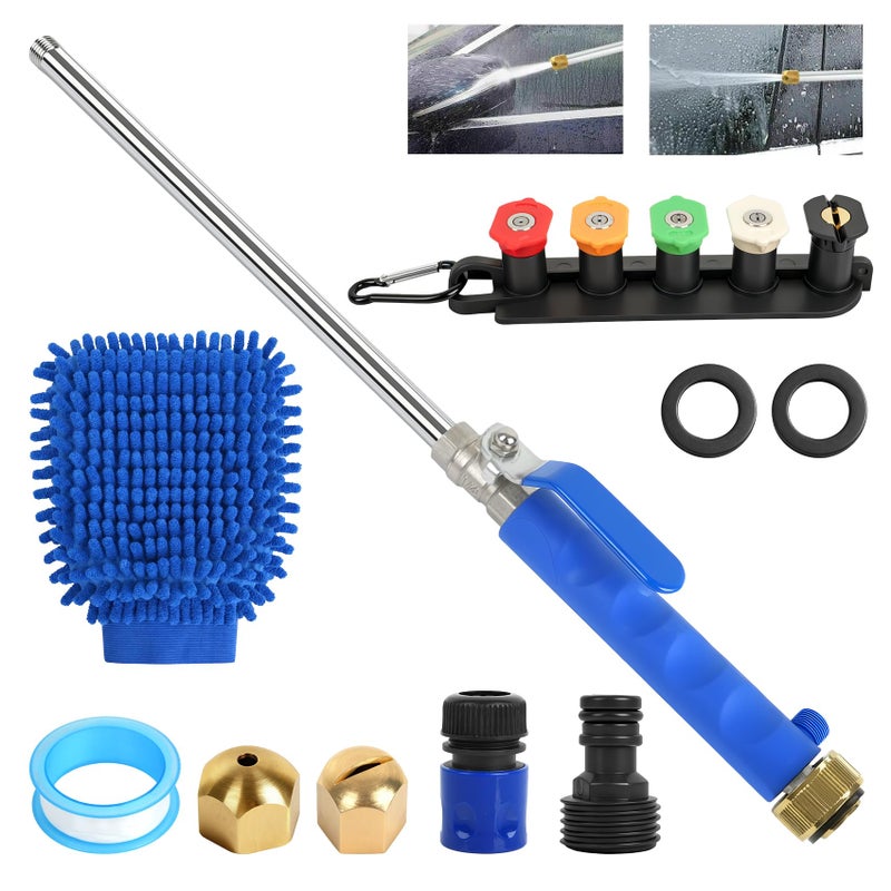 Yeesingsen Jetnozzle High pressure hose nozzle for garden hose,7-in-1 Hydro jet nozzle High Pressure Power Washer wand, nozzles watering sprayer cleaning tool, Pressure washer hose attachment - Image 1