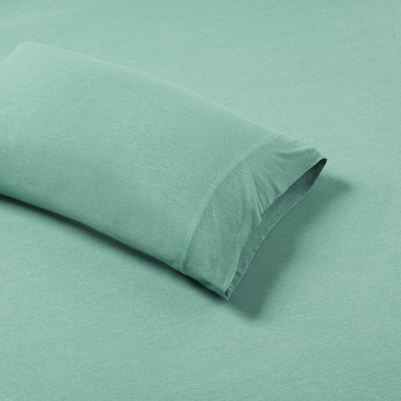 Intelligent Design Cotton Blend Jersey Knit Bed Sheet Set Wrinkle Resistant  Soft Sheets with 14"" Deep Pocket  All Season  Cozy Bedding-Set  Matching Pillow Case  Queen  Aqua 4 Piece - Image 3