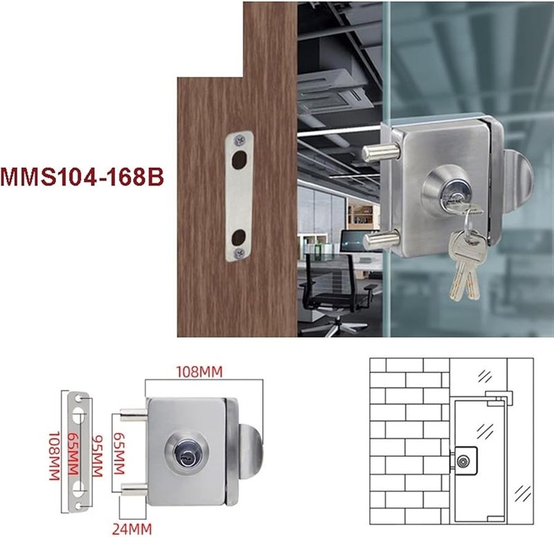 No Drilling Stainless Steel Door Lock with 3 Keys for Office Bathroom Accessory Color 168B - Image 3