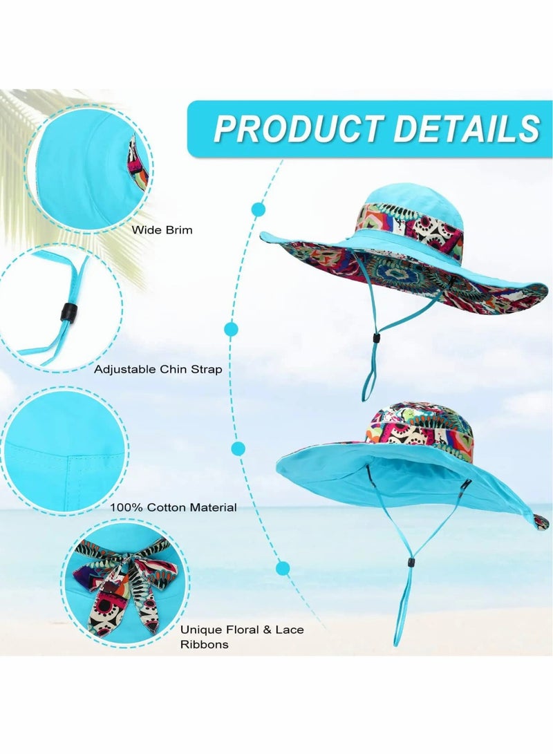 SOLARAE Womens Beach Hat Floppy Reversible Big Sun Hat Wide Brim Fedora SPF Hat UPF 50+Beach Sun Bucket Hat Packable Reversible Large Brim Floppy Sun Hat - Image 4