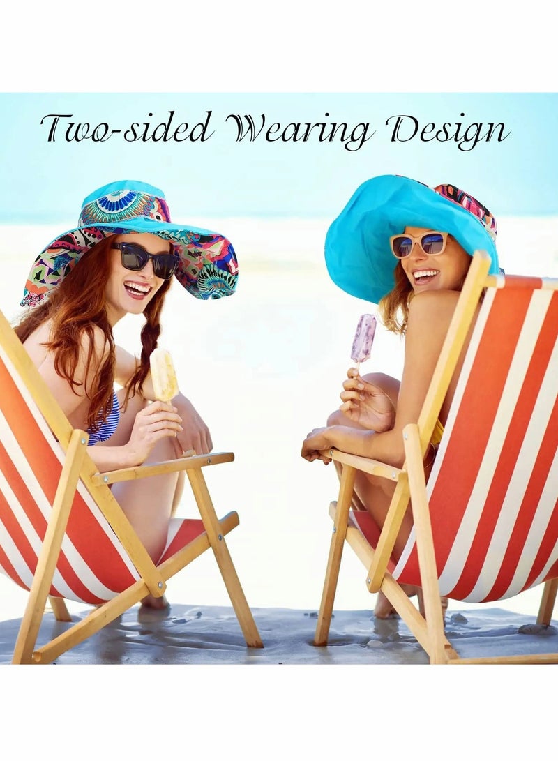 SOLARAE Womens Beach Hat Floppy Reversible Big Sun Hat Wide Brim Fedora SPF Hat UPF 50+Beach Sun Bucket Hat Packable Reversible Large Brim Floppy Sun Hat - Image 3