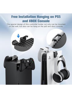 erorex 6Pcs Controller Wall Mount Holder For Ps5 Ps4 Xbox Switch Controller Strong Adhesive Screw Controller Holder Headphone Stand Headset Hanger Hook For Video Game Controller & Headphones  - Image 4