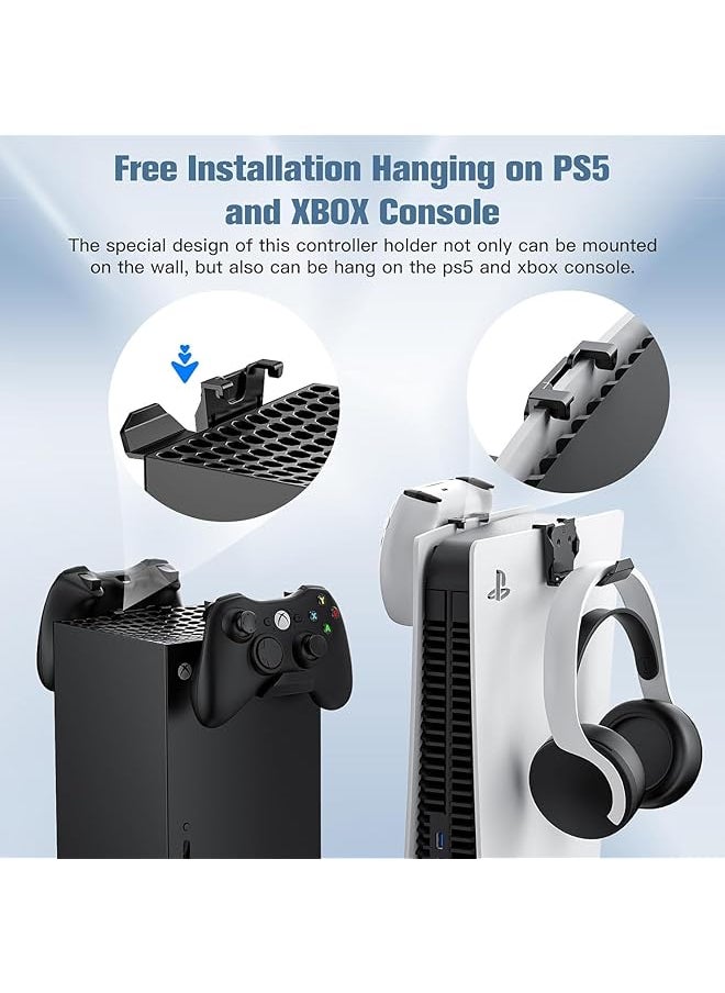 erorex 6Pcs Controller Wall Mount Holder For Ps5 Ps4 Xbox Switch Controller Strong Adhesive Screw Controller Holder Headphone Stand Headset Hanger Hook For Video Game Controller & Headphones  - Image 4