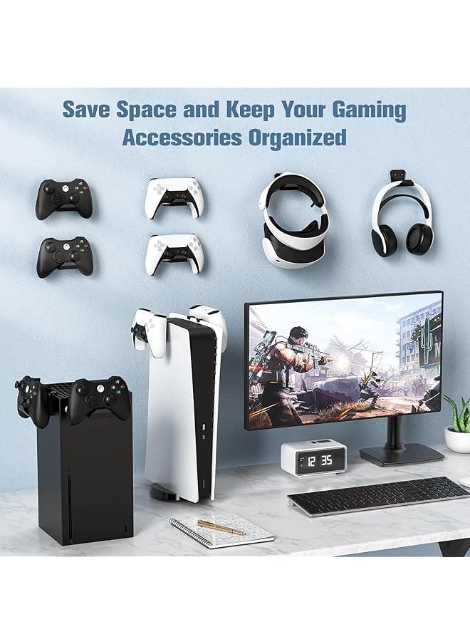 erorex 6Pcs Controller Wall Mount Holder For Ps5 Ps4 Xbox Switch Controller Strong Adhesive Screw Controller Holder Headphone Stand Headset Hanger Hook For Video Game Controller & Headphones  - Image 2