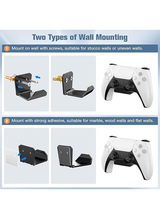 erorex 6Pcs Controller Wall Mount Holder For Ps5 Ps4 Xbox Switch Controller Strong Adhesive Screw Controller Holder Headphone Stand Headset Hanger Hook For Video Game Controller & Headphones  - Image 3