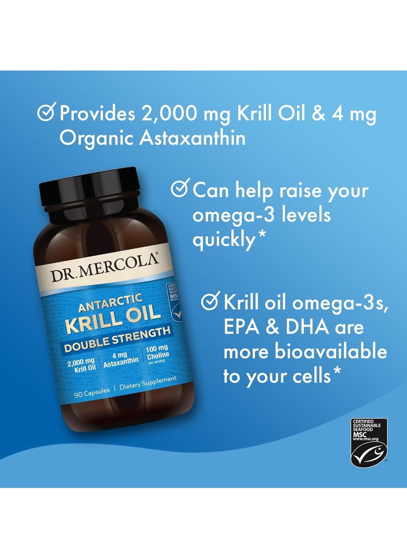 Dr. Mercola - Antarctic Krill Oil Double Strength 2000 Mg Krill Oil 4 Mg Astaxanthin 100 Mg Choline 90 Capsules - Image 1
