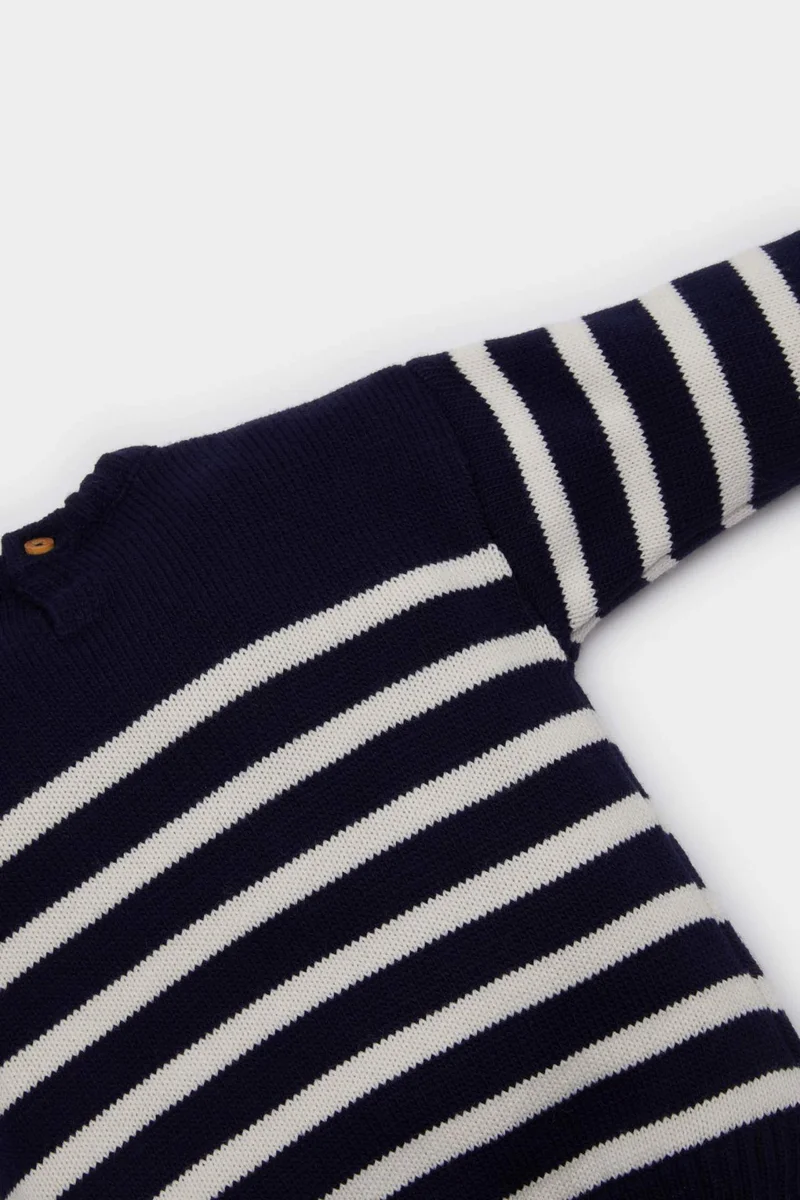 ديفاكتو Baby Boy Regular Fit Striped Crew Neck Pullover