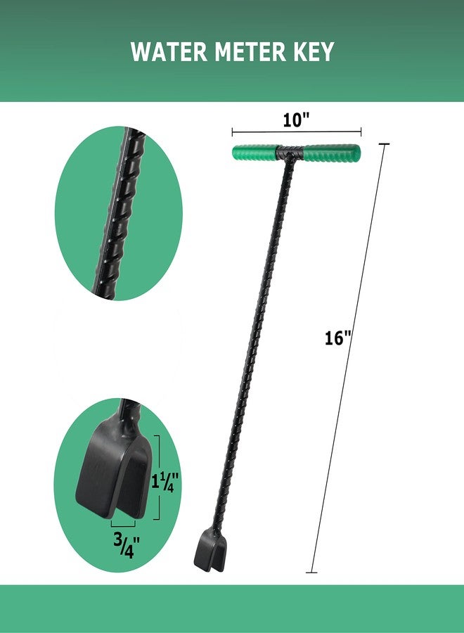QPURO Water Meter Key 16 inch Kit - Industrial Grade Curb Key Water Shut Off Tool - 4-Way Multi Functional Utility Tool and 4 Way Sillcock Water Key for Valves, Faucets, Spigots - Image 3
