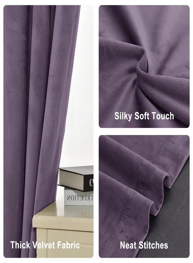 XWZO Purple Velvet Curtains 90 Inches Long, Elegent Soft Luxury Curtains for Living Room, Thermal Insulated Room Darkening Purple Curtain for Bedroom Decor, Velvet Drapes Set 2 Panels - Image 5