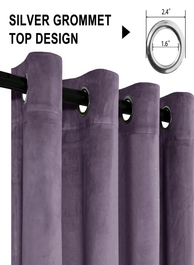XWZO Purple Velvet Curtains 90 Inches Long, Elegent Soft Luxury Curtains for Living Room, Thermal Insulated Room Darkening Purple Curtain for Bedroom Decor, Velvet Drapes Set 2 Panels - Image 4